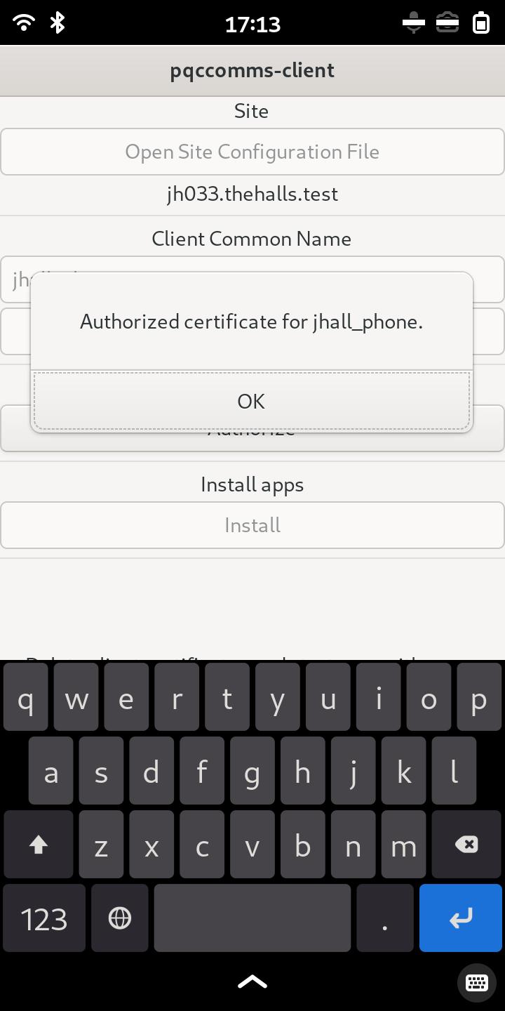 Open the client setup application on device