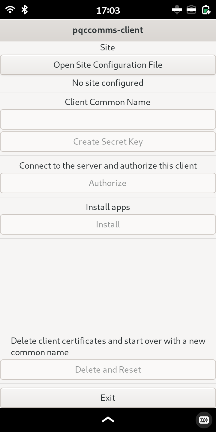 Open the client setup application on device