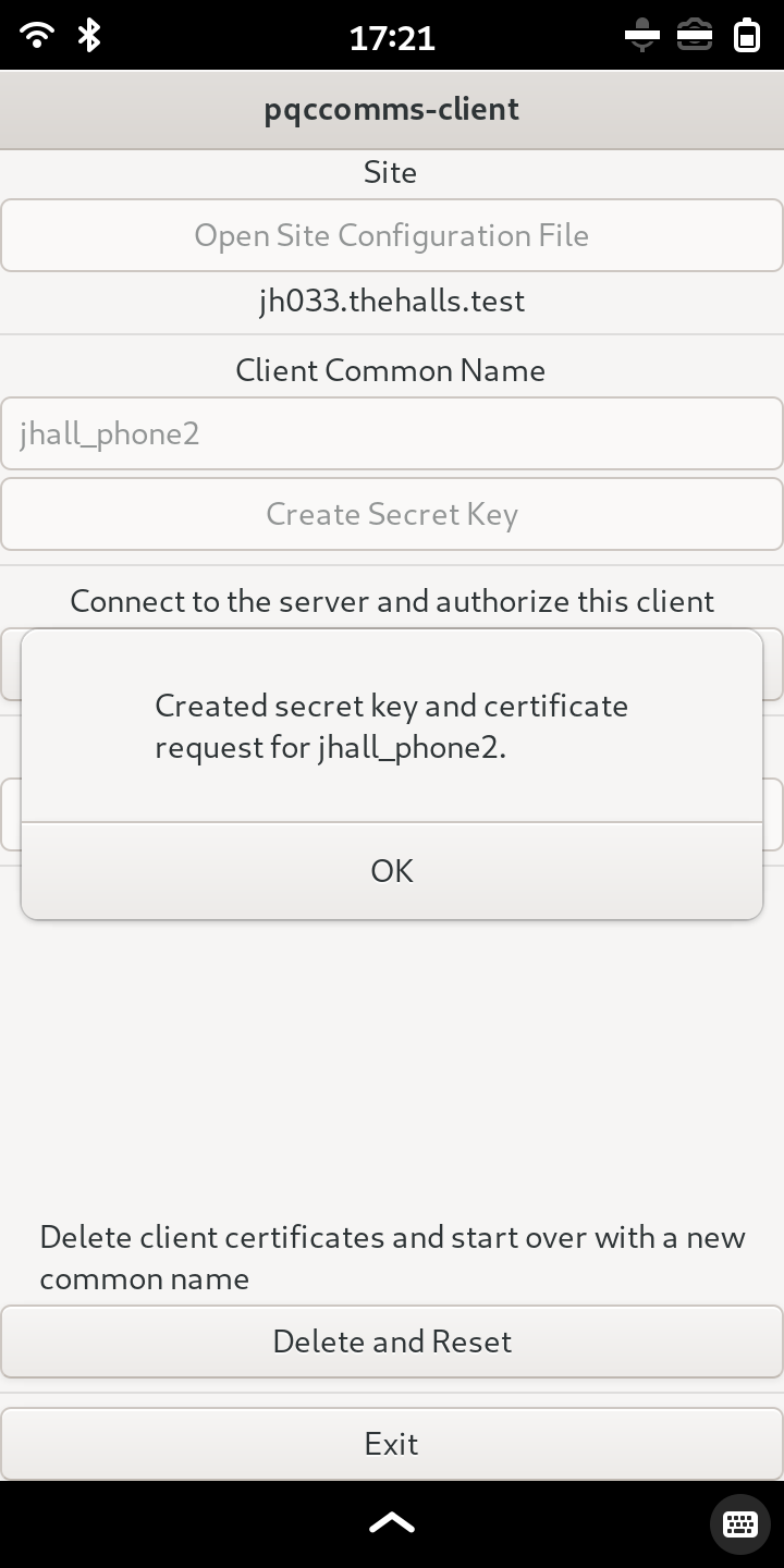 Open the client setup application on device