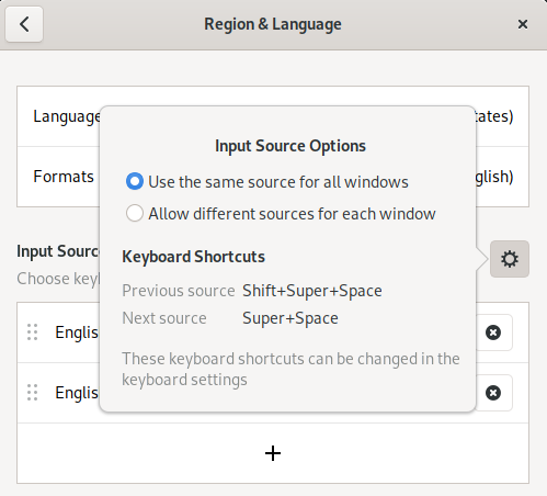 Input Source Options menu