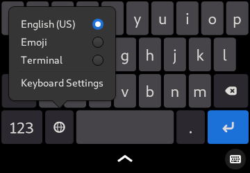 Opening the keyboard mode selection menu