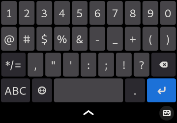 The virtual keyboard with US numbers layout