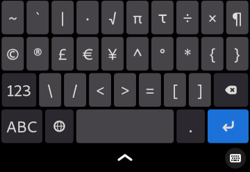 The virtual keyboard with US symbols layout