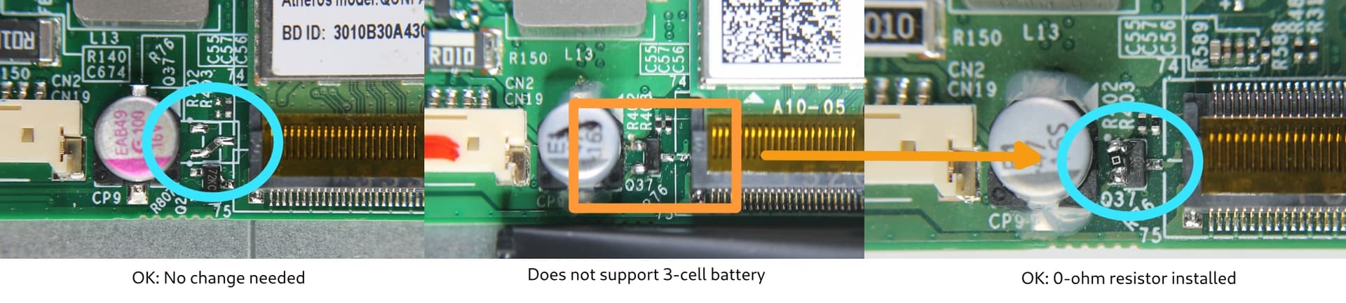 Librem 14 Q37 transistor location and board revision comparison