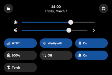 Notification overlay: WiFi and Bluetooth enabled by hardware killswitch and in software; WiFi connected