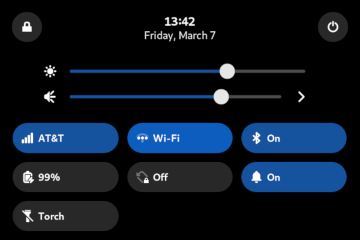 Notification overlay: WiFi and Bluetooth enabled by hardware killswitch and in software; WiFi connecting