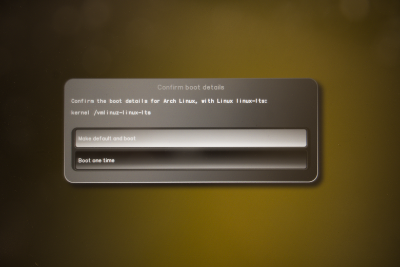 Screenshot of the PureBoot default boot confirmation