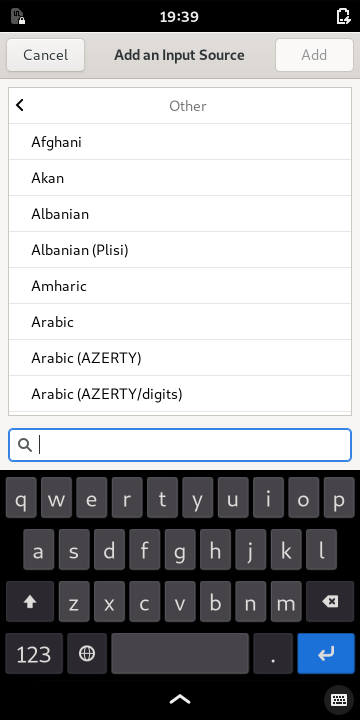 Select a language from the list