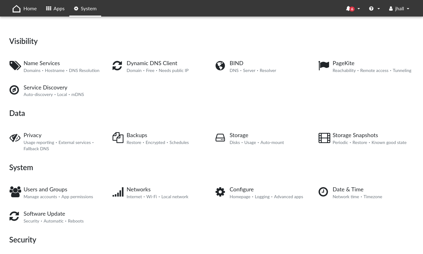 Administration interface: Users and Groups