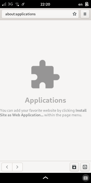 The Web Application manager with no apps installed